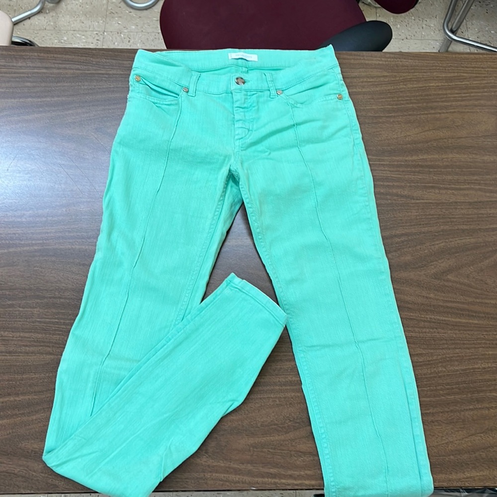 Green distressed Emilio Pucci skinny jeans